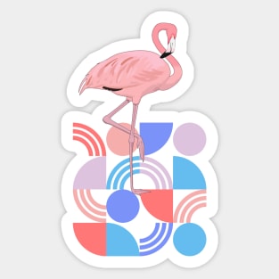 Retro Shapes Midcentury Modern Style Flamingo Sticker